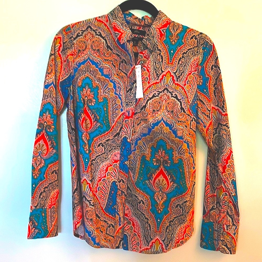 NEW with tags-J.Crew paisley broadcloth fitted button down tailored shirt